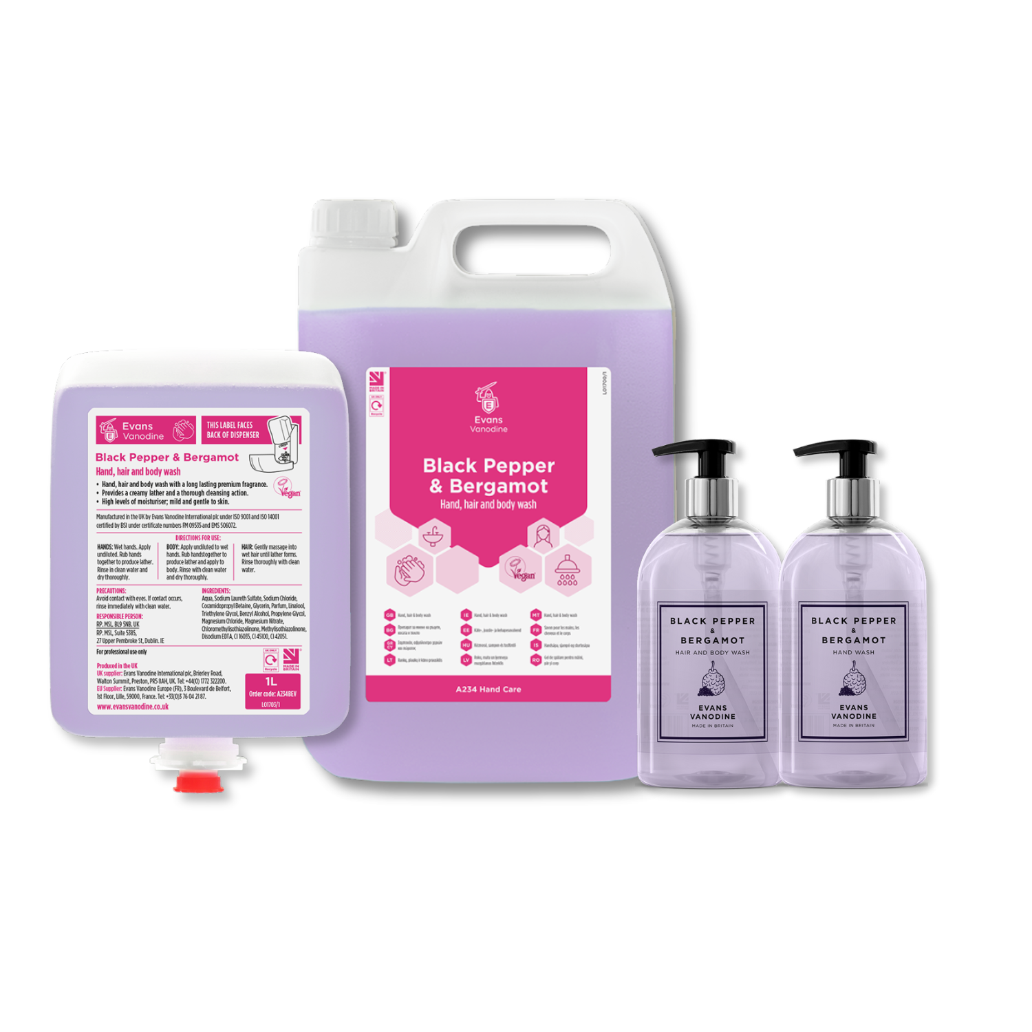 Black Pepper and Bergamot Hand, Hair & Body Wash